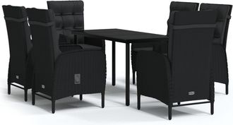 vidaXL Vidaxl - Set Da Pranzo Da Giardino 7 Pz Con Cuscini Nero