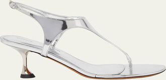Proenza Schouler Metallic Leather Kitten-Heel Thong Sandals