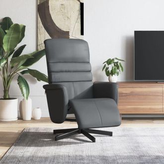 vidaXL Sill&oacute;n Reclinable Con Reposapi&eacute;s Cuero Sint&eacute;tico Gris Vidaxl