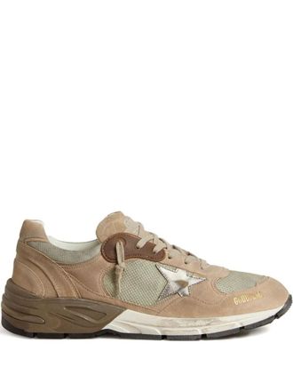 Golden Goose Beige Silver Lace-Up Sneakers