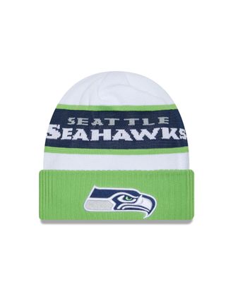 New Era Seattle Seahawks NFL 2023 Sideline Tech Knit OTC White Beanie
