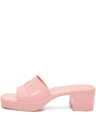 Gucci block-heel logo sandals - women - Rubber/Rubber/Rubber - 38 - Pink