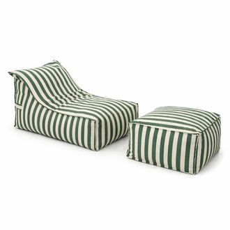 Concept Usine Conjunto de poufs de exterior a rayas verdes, repelentes al agua y res