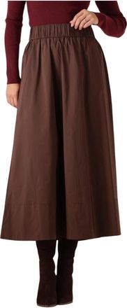 Notre-V Rokken, Dames, Bruin, XL, Katoen, Bruine Maxi Rok voor Herfst/Winter