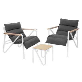ML Design Conjunto de muebles de jard&iacute;n, blanco-gris, 2x sillas y 1x mesa