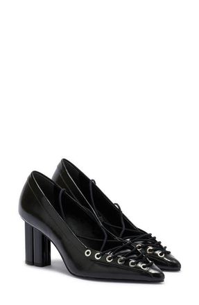 Ganni Lace-Up Pointed Toe Pump in Black at Nordstrom, Size 10Us