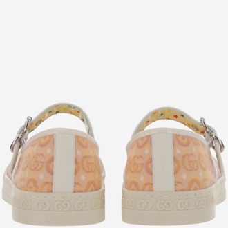 Gucci Girls Sandals With Gg Pattern Beige Cotton