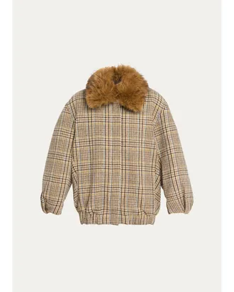 Ronny Kobo Savannah Tweed Faux Fur Collar Jacket