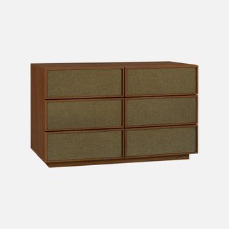 Sweeek C&oacute;moda Efecto Madera Y Tela Con 6 Cajones