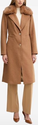 Guess Co Cappotto con collo in pelliccia sintetica - Marrone