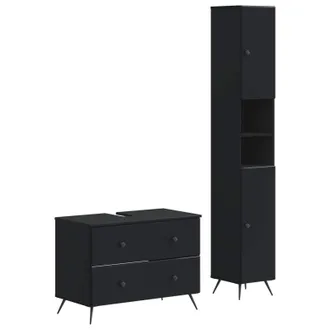 vidaXL Juego De Gabinete De Ba&ntilde;o De 2 Piezas Breda Negro Vidaxl