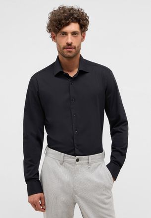 Eterna Langarmhemd ETERNA SLIM FIT, Herren, Gr. 38, Normalgr&ouml;ssen, schwarz, Twill, 46% Baumwolle, 8% Elasthan, 46% Polyester, schmal, Manschette, Hemden Lang