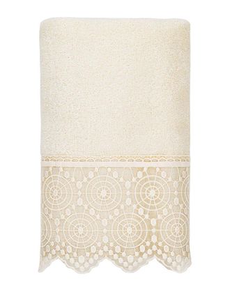 Linum Home Textiles 100% Turkish Cotton Arian Cream Lace Embellished Hand Towel