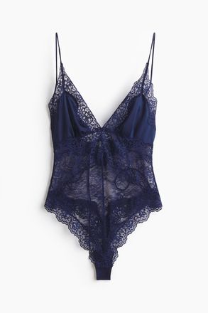 H&M Body aus Mikrofaser und Spitze - Dunkelblau