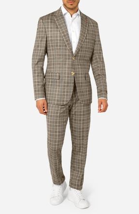 OppoSuits Daily Slim Fit Tan Glen Check Stretch Suit at Nordstrom, Size 42 Regular