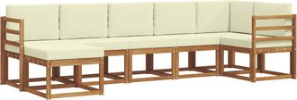 vidaXL Conjunto De Sof&aacute;s De Exterior 7 Uds. Natural Y Crema Vidaxl