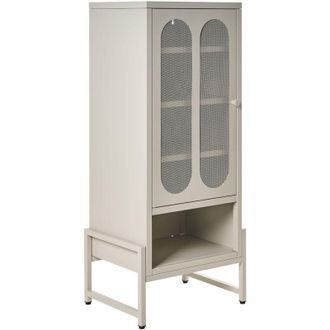Beliani Credenza industriale moderna in acciaio con 1 anta ovale traforata e ripiano colore beige Soletta