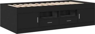 vidaXL Daybed with Drawers without Mattress Black 75x190 cm Small Single Vidaxl