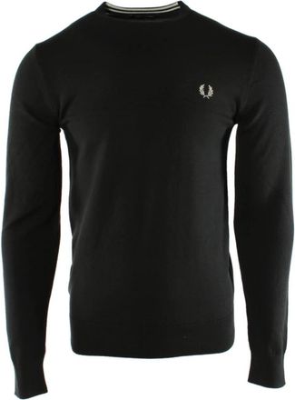 Fred Perry Wollen katoenen trui - Heren - Ronde hals truien - Groen - S - Katoen - Truien & Vesten