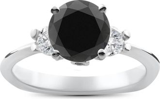 Pompeii3 1 3/8ct Black Diamond Engagement Accent Anniversary Ring 14k White Gold