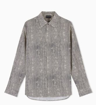Emporio Armani All Over Print Lyocell Blend Shirt