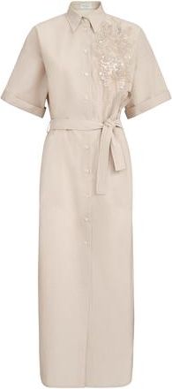 Brunello Cucinelli Dress with dazzling seabed embroidery in Beige Silk at Nordstrom, Size 3X-Large Eu