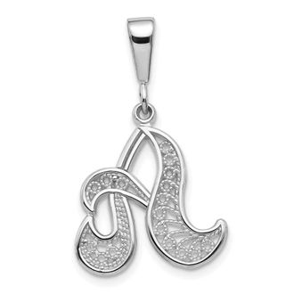Diamond2Deal 10K White Gold Filigree Initial A Pendant