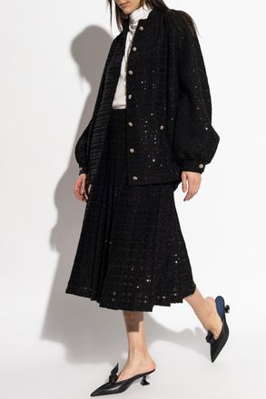 Alessandra Rich Jacket With Shimmering Appliqu&eacute;s, Womens, Black