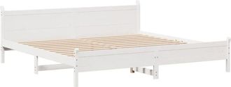 vidaXL Cama Sin Colch&oacute;n Madera Maciza De Pino Blanca 180x200 Cm Vidaxl