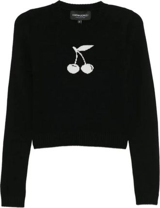 Cynthia Rowley Cherries On Top Sweater - Dames - Ronde hals truien - Zwart - M - Wol - Truien & Vesten