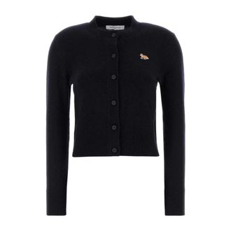 Maison Kitsun&eacute; C&aacute;rdigan Ajustado de Borrego Baby Fox - Knitwear - Mujer - Azul - L