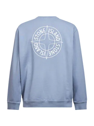 Stone Island Mens Avio Blue Cotton Printed Sweatshirt Light Sweatshirts Sweater