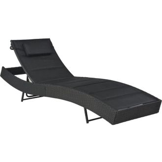 vidaXL Lettino Prendisole in Polyrattan e Textilene Nero - Vidaxl