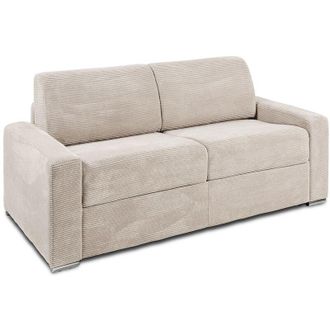 Vente-Unique Vente-unique - Divano letto 3 posti a ribalta Posto letto 140 cm Materasso 22 cm memory foam in Velluto coste Beige - calito