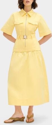 Aligne Pearl Short Sleeve Organic Cotton Midi Dress in Yellow at Nordstrom, Size 10