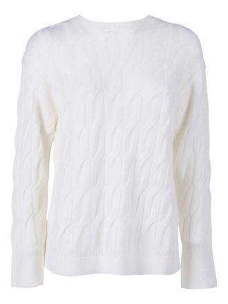 Max Mara cable knit quid sweater - White