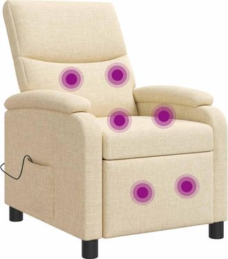 vidaXL Silla De Masajes Reclinable Crema Tela Vidaxl