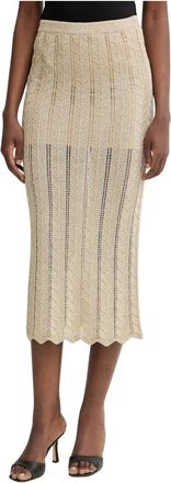 Twinset Viscose Knit Midi Rok - Dames - Midirokken - Geel - XS - Polyester - Rokken