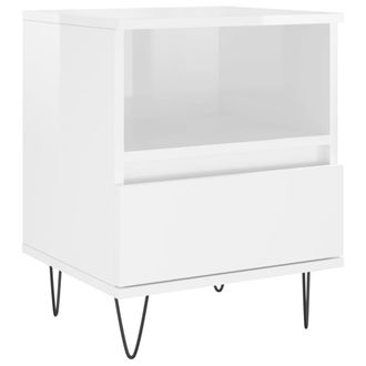 vidaXL Mesita De Noche Madera Contrachapada Blanco Brillo 40x35x50 Cm Vidaxl
