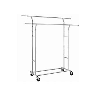 Songmics Stand Appendiabiti Portabiti in Acciaio Cromato con 2 Traverse con Rotelle HSR12S
