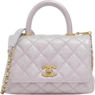 Chanel Pre-owned Coco Handle Metallic Caviar Skin Handbag - Dames - Vintage Mini Tas - Roze - ONE Size - Leer - Vintage