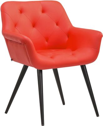 Clp Silla con patas de metal y asiento en Simil cuero Rojo