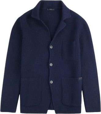 Fay Single-breasted Jacket - Heren - Vesten - Blauw - XL - Wol - Truien & Vesten