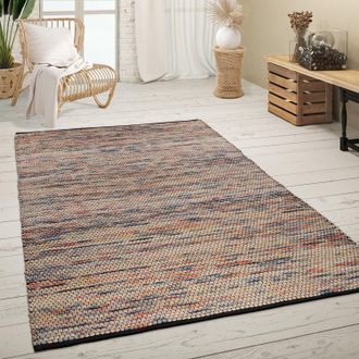 Paco Home Paco Home Alfombra Sal&oacute;n Pelo Corto Hecha A Mano Motivo Boho Jaspeado Fibra Natural Yute 200x290 Cm, Multicolor