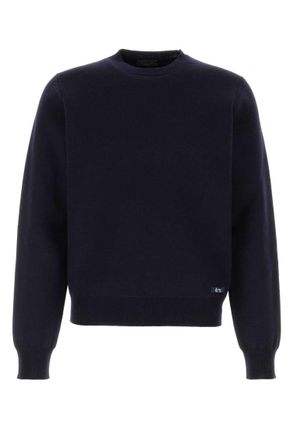 Prada Navy Blue Logo Sweaters