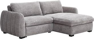 Vente-Unique Sof&aacute; rinconera convertible y reversible en tejido jaspeado gris MONAVI