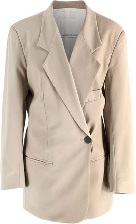 CHRISTOPHER ESBER Neutral Single Breasted Wool Blazer Size XS
