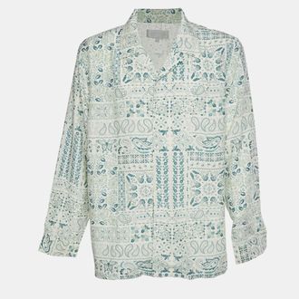 Kith Cream/green Paisley Print Cotton Blend Long Sleeve Shirt
