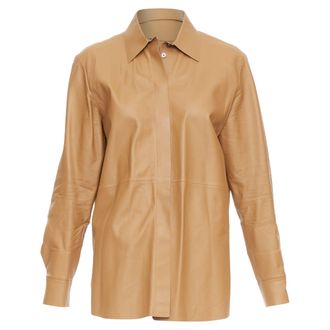 Theory L Nappa Shine lambskin leather panelled shirt