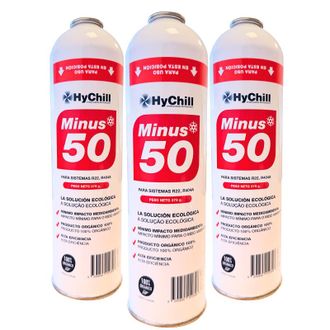 OEM Pack 3 Hychill Minus 50 375g Sustituto Org&aacute;nico R22 R404 R407c R502 Alta Eficiencia Para Fr&iacute;o Industrial Y Comercial